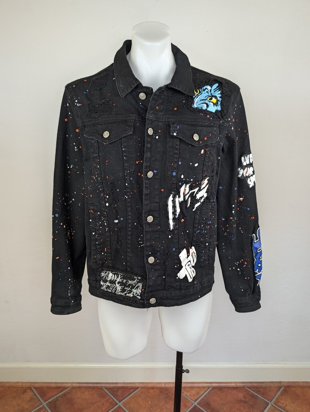 Refinery Republic Hand-Made Splatter Graphic Denim Jacket